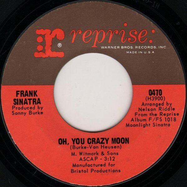 Frank Sinatra : Strangers In The Night / Oh, You Crazy Moon (7", Single, Styrene, Ter)