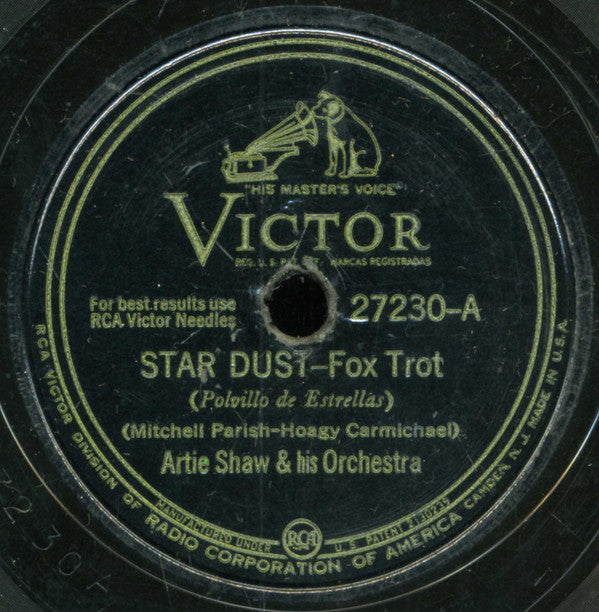 Artie Shaw & His Orchestra* : Star Dust / Temptation (Shellac, 10", RP, Ind)