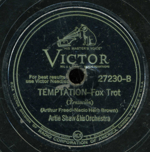 Artie Shaw & His Orchestra* : Star Dust / Temptation (Shellac, 10", RP, Ind)