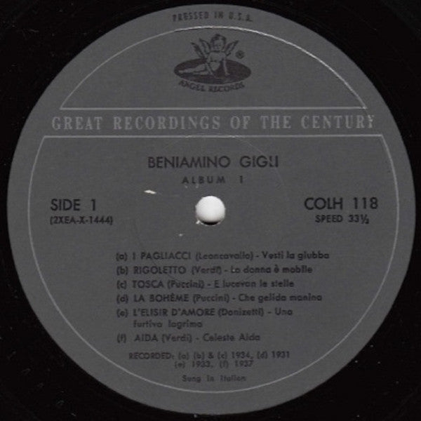 Beniamino Gigli : Album 1 (LP, Comp)