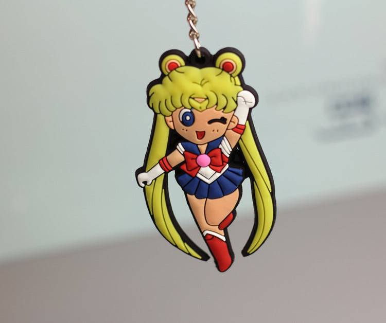 Beautiful Girl Cartoon Double-Sided Environmental Protection Soft Keychain Cute Girl Bag Pendant Couple Key Chain Jewelry