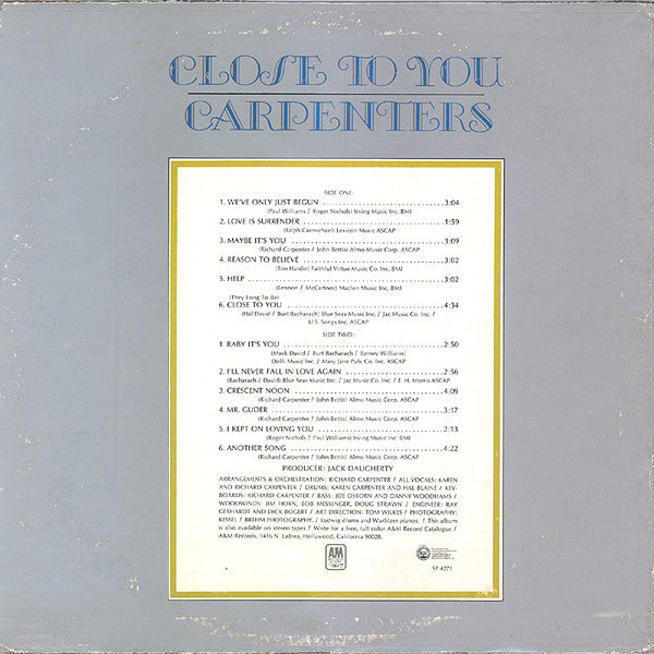 Carpenters : Close To You (LP, Album, Pit)
