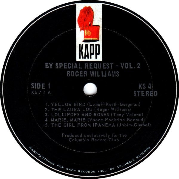 Roger Williams (2) : By Special Request-Vol.2 (LP, Club)