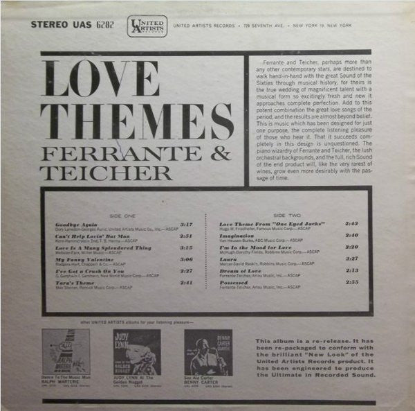 Ferrante & Teicher And Their Orchestra* : Love Themes (LP, RE)