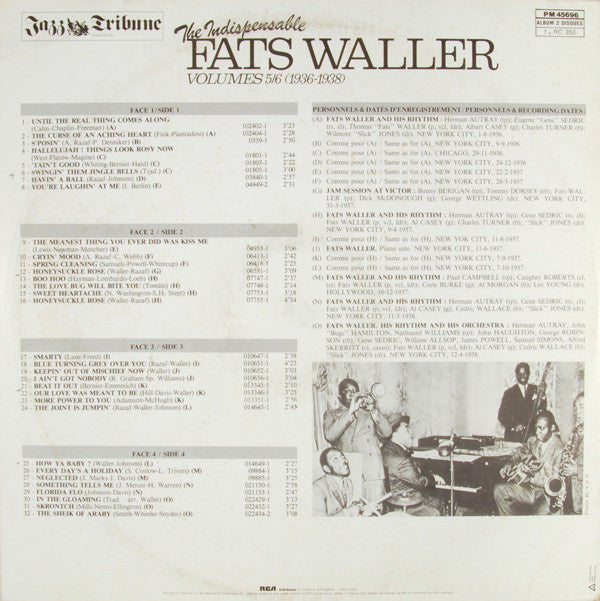 Fats Waller : The Indispensable Fats Waller - Volumes 5/6 (1936-1938) (2xLP, Comp)
