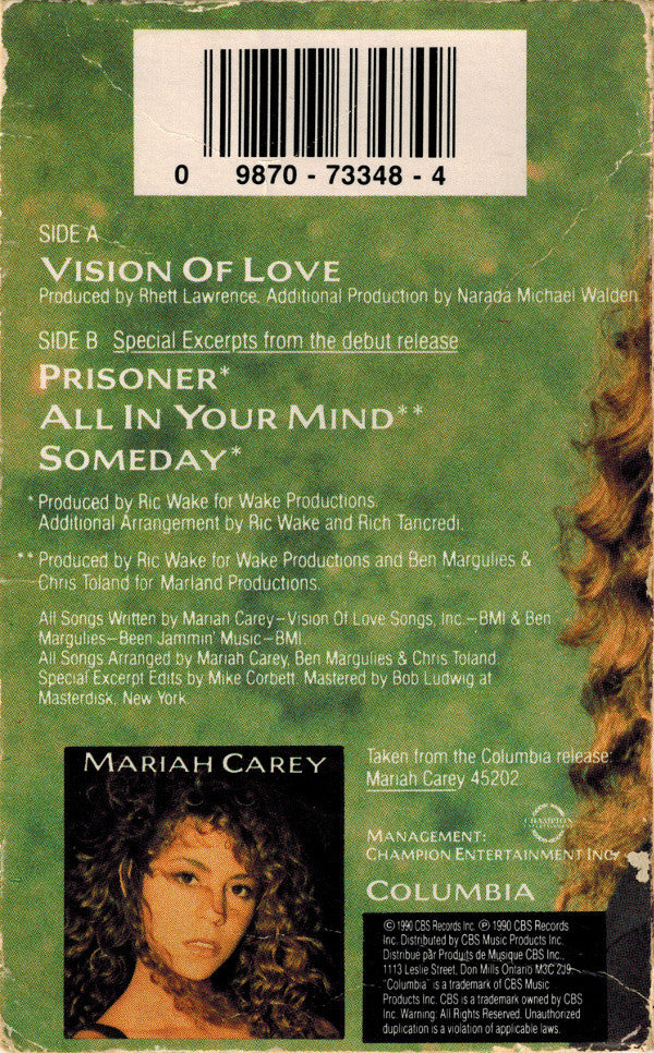 Mariah Carey : Vision Of Love (Cass, Single, P/Mixed)