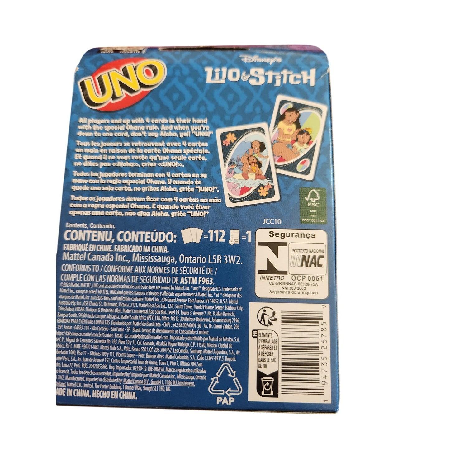 Lilo & Stitch UNO Card Game - Mint Condition