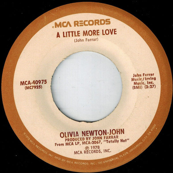 Olivia Newton-John : A Little More Love (7", Single, Pin)