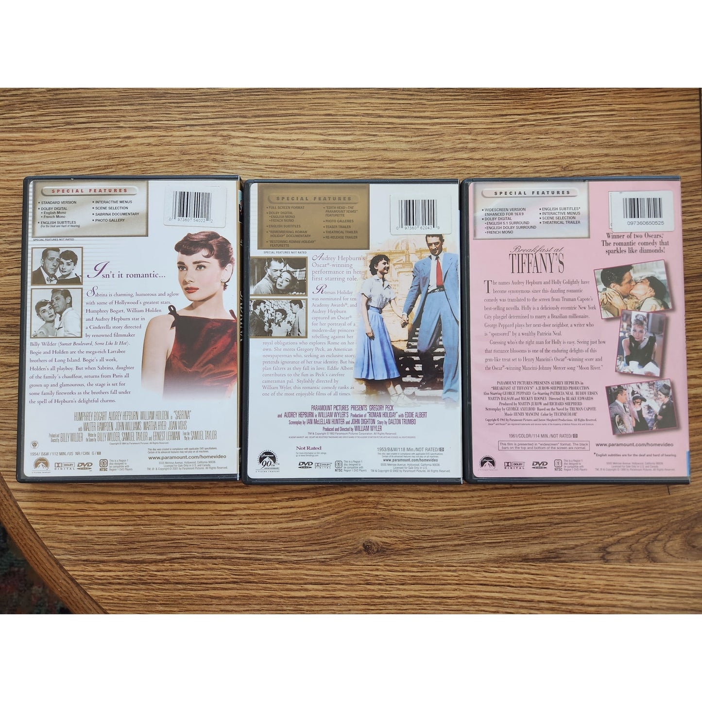 Audrey Hepburn Collection DVD Set - Sabrina, Roman Holiday, Breakfast at Tiffany's