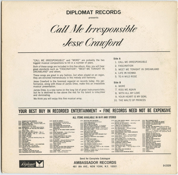 Jesse Crawford / James Drew (2) : Call Me Irresponsible / More (LP)