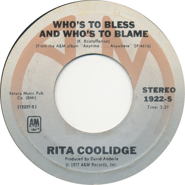Rita Coolidge : (Your Love Has Lifted Me) Higher And Higher (7", Single, Styrene,  Te)
