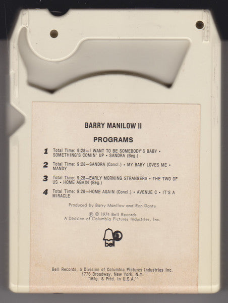 Barry Manilow : Barry Manilow II (8-Trk, Album, Club)