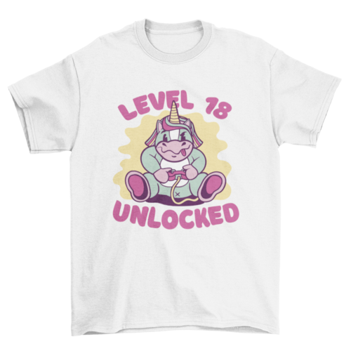 Unicorn playing video games t-shirt design