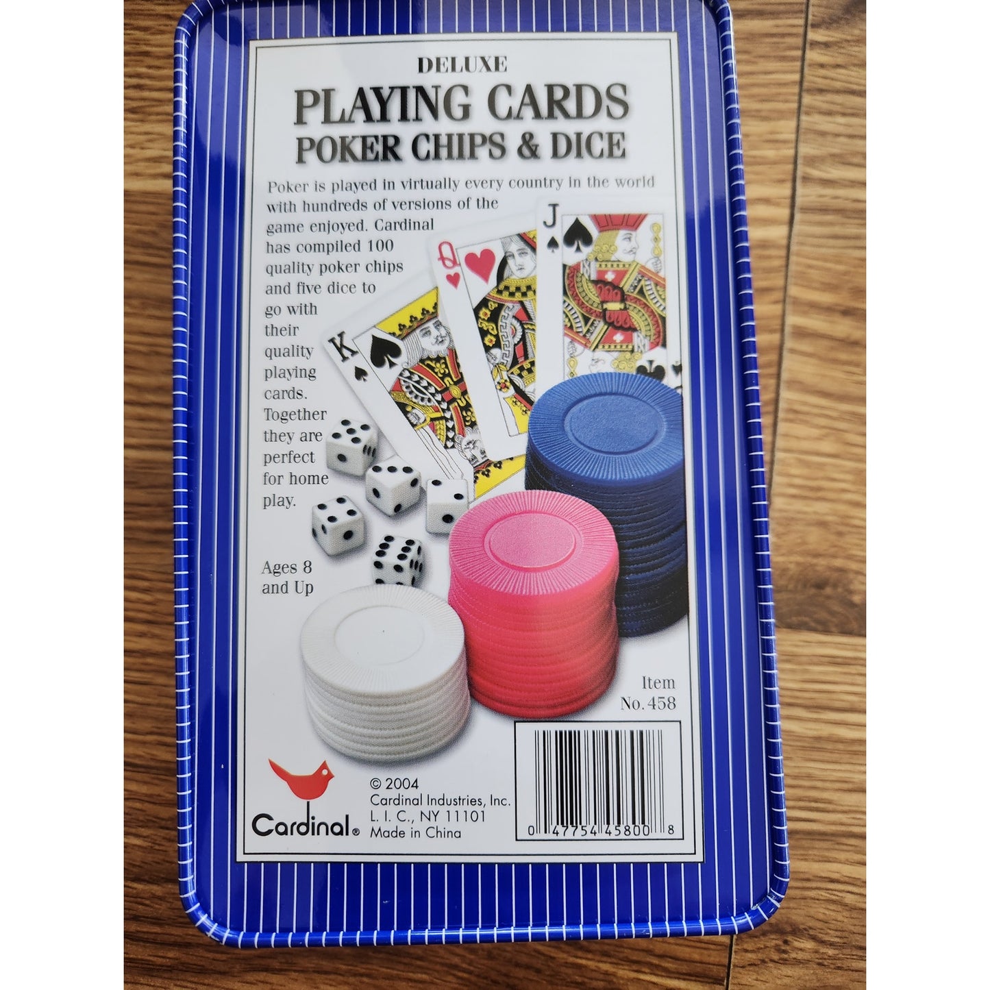 Deluxe Poker Chip & Card Set in Tin - Complete, Sealed Cards!